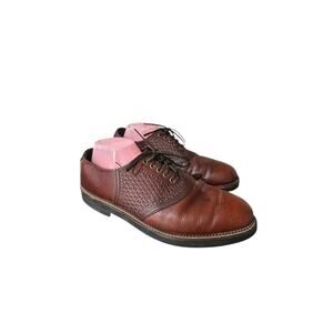 H.S. Trask Bozeman Montana H4065 Men 10.5 M Oxford Shoes Brown Buffalo Leather